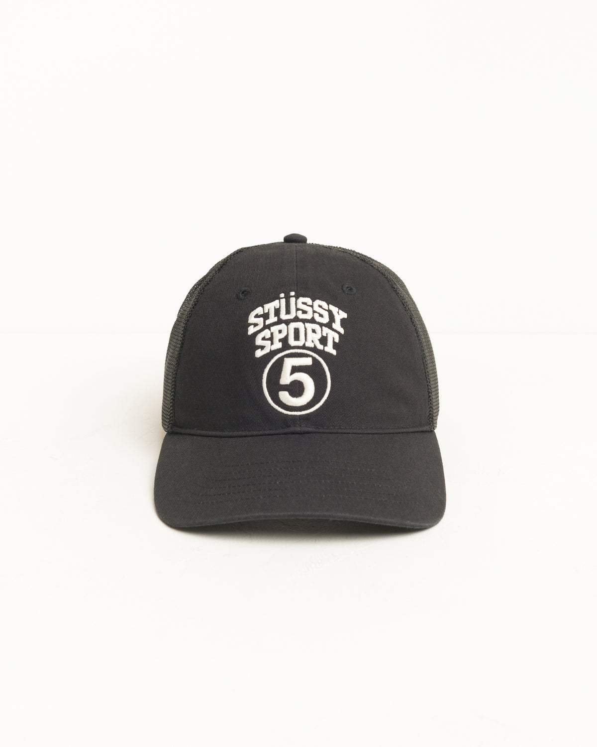 Lp Stussy Sport 5 Trucker Cap Unisex In Black | hero:main:collection:new-arrivals,shirts,tops-shirts,all,tees,outerwear,denim,knits,accessories,sunglasses,hoodies,sweats,mens-hoodies-sweatshirts,shorts,pants,bottoms,crew-sweats,zip-ups,swim,sweatpants,graphics,lazy-tees,swim,basic-9twenty,button-ups,shorts,cargos,denim-jeans,bottoms,bags,belts,wearables,gear,footwear,button-ups,basic-tops,jerseys,big-ol,classics,slim,jackets,all, | product-card-slider