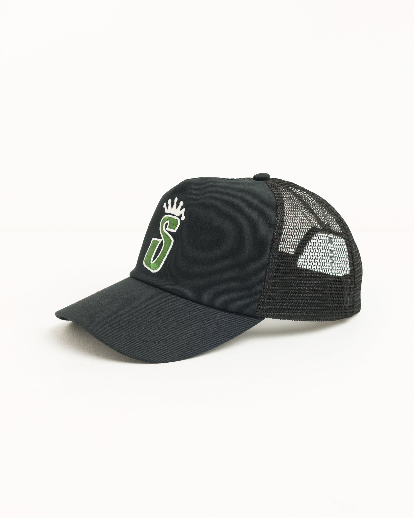 S Crown Trucker - Black | Headwear | Stüssy