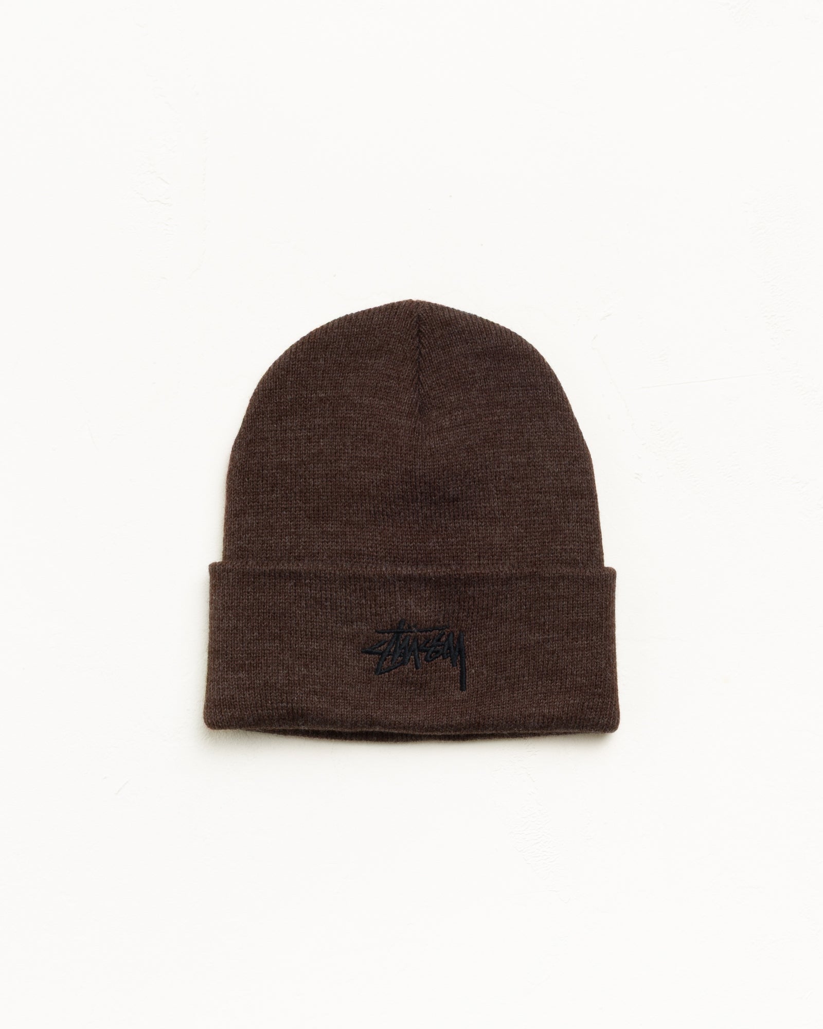 Stock Cuff Beanie Headwear in the color Heather Brown