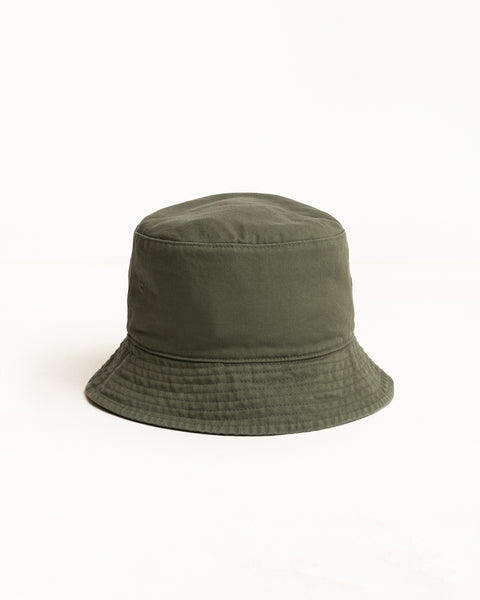 Reversible Stock Bucket Hat Headwear in Black/Olive