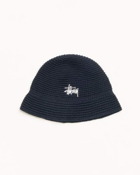 Basic Linen Knit Bucket Unisex In Black