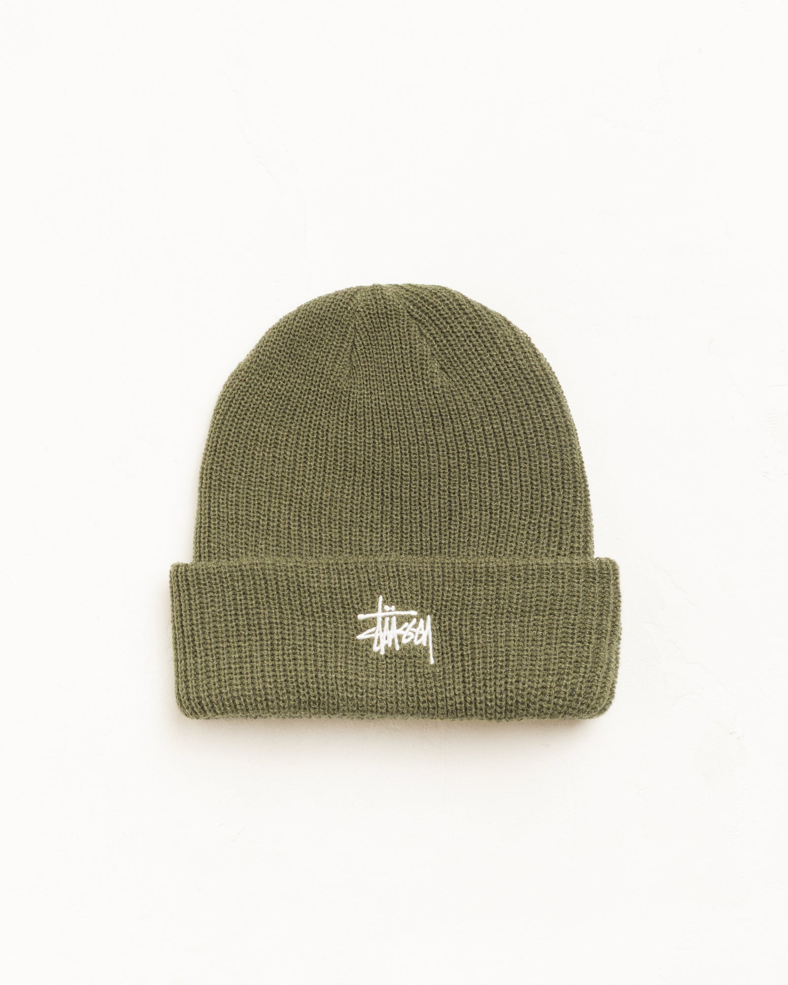 Basic Stüssy Cuff Beanie in Dark Olive