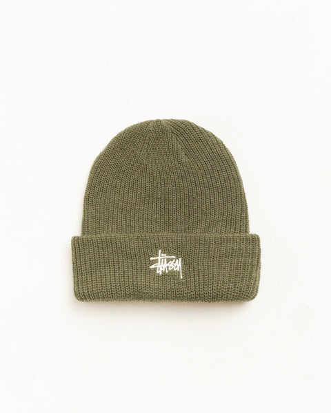 Basic Stüssy Cuff Beanie in Dark Olive