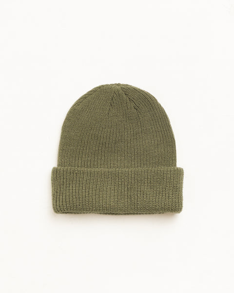 Basic Stüssy Cuff Beanie Unisex in Dark Olive color