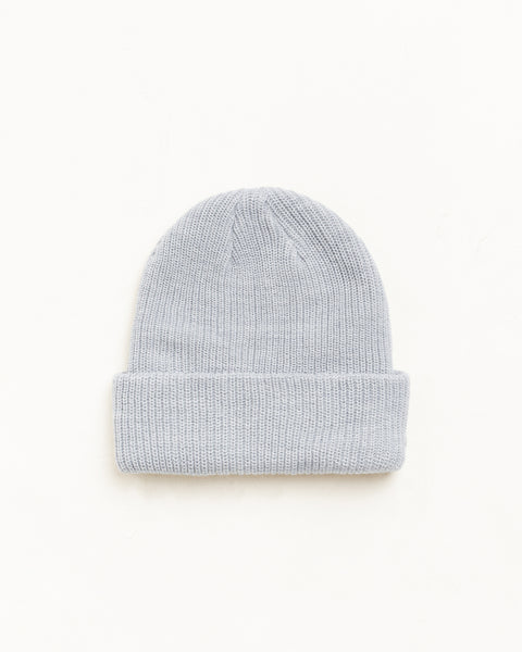 Basic Stüssy Cuff Beanie headwear in heather grey, ribbed acrylic cuff, unisex fit