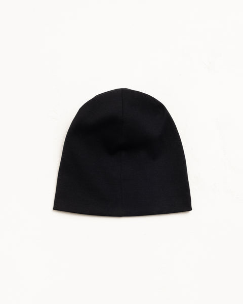 Jersey Skullcap Beanie in Black, flat lay on white
