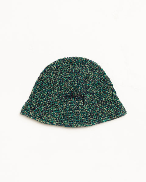 Hemp Stock Knit Bucket Hat in Multi Green