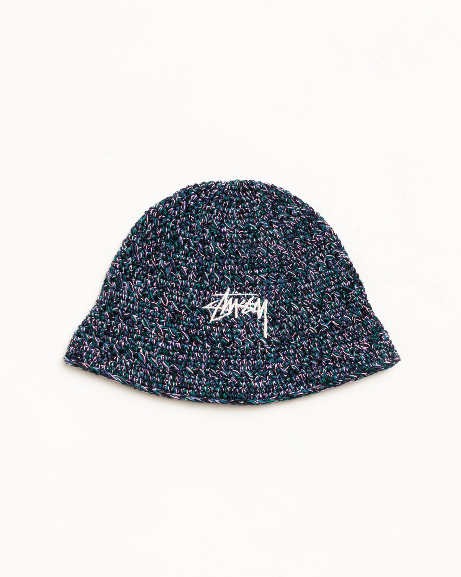 Hemp Stock Knit Bucket Hat in Multi Navy