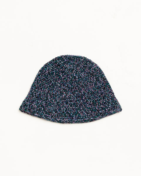 Hemp Stock Knit Bucket Hat in Multi Navy