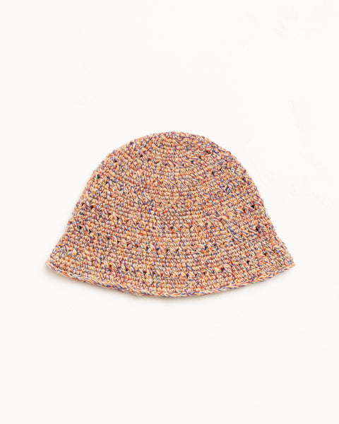 Hemp Stock Knit Bucket Hat in Multi Tan