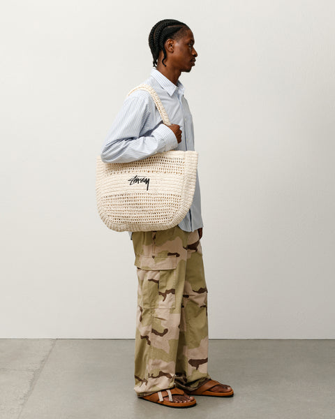 Stüssy Woven Tote Bag Accessories in the color Ivory