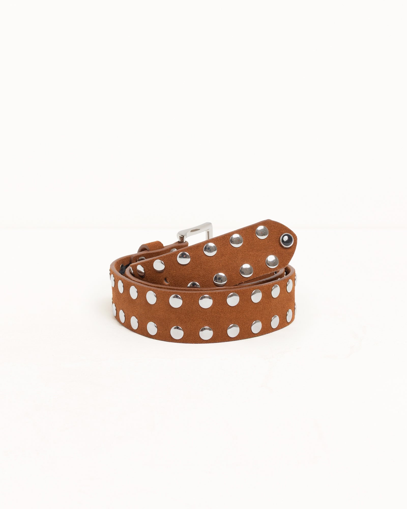 8 Ball Studded Belt – Brown Suede | Accessories | Stüssy