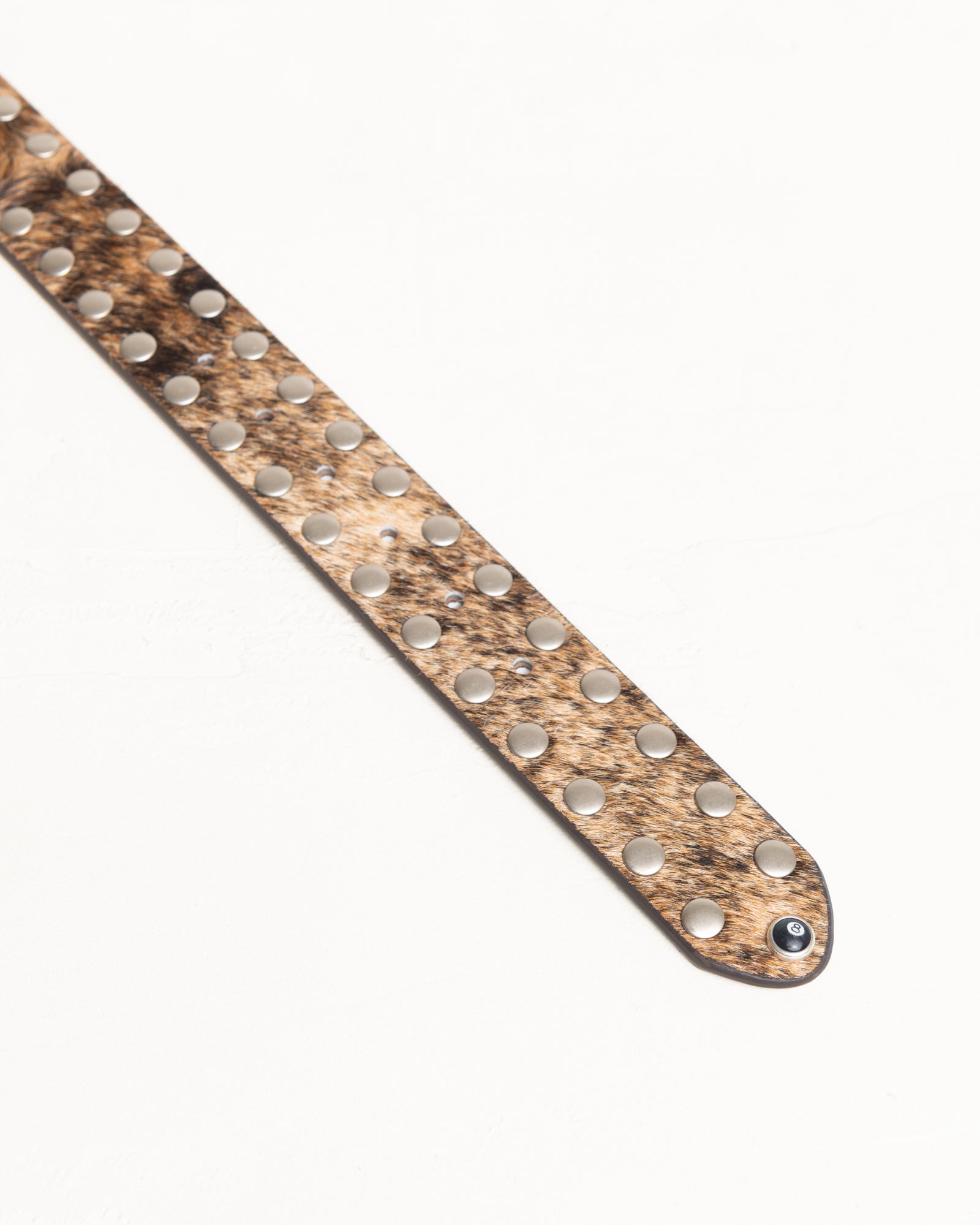 8 Ball Studded Belt Unisex In Raw Cowhide Hair