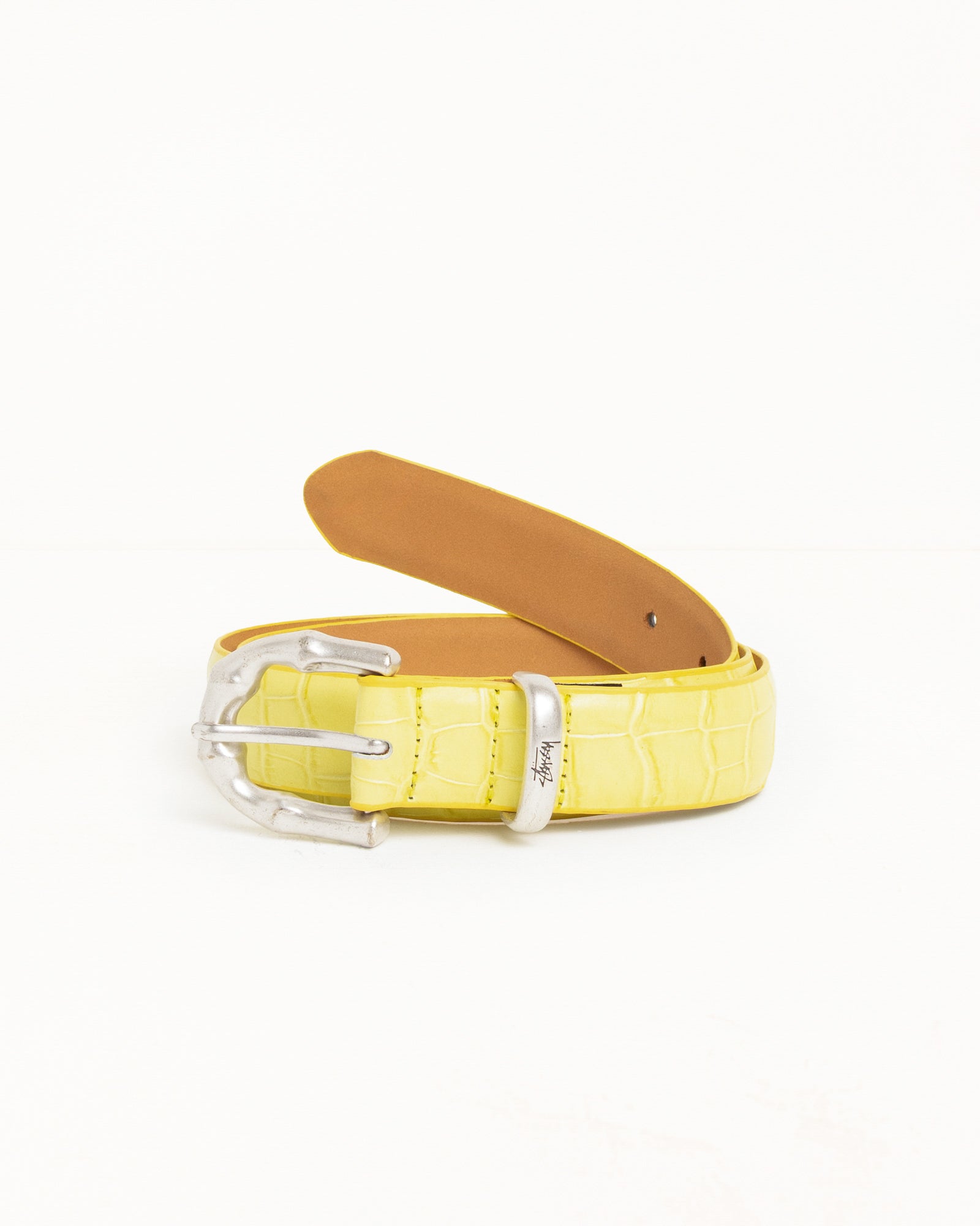 Bamboo Buckle Belt Accessories In Citron Croc Pattern