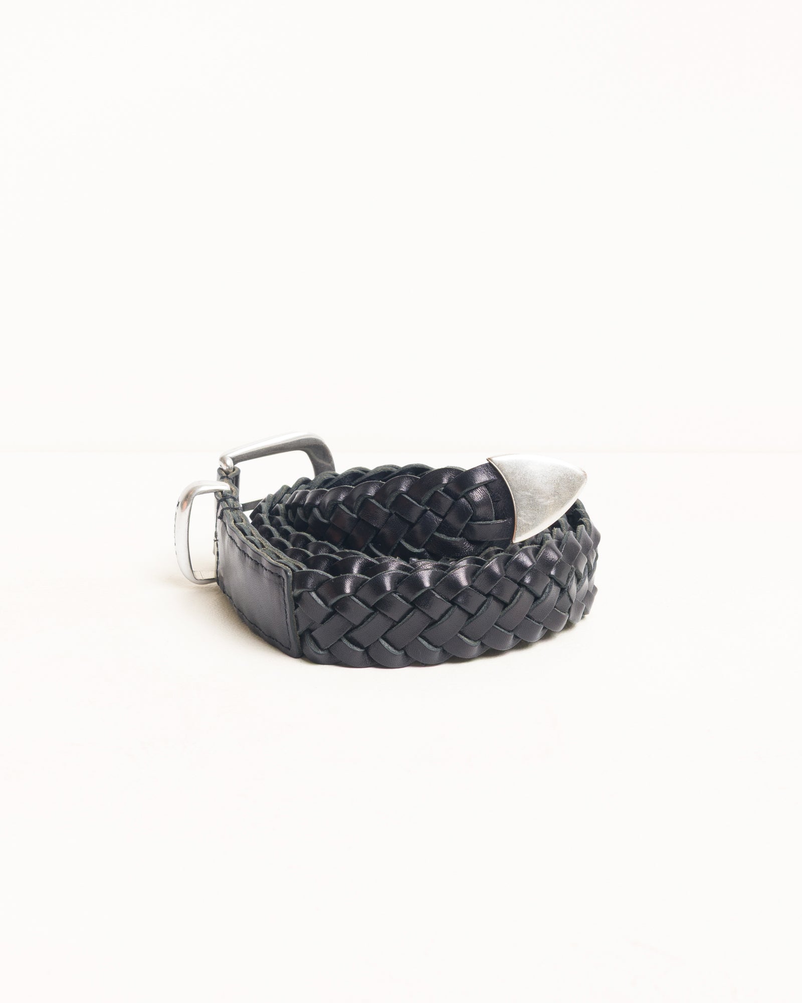 Braided Leather Belt - Black | Accessories | Stüssy
