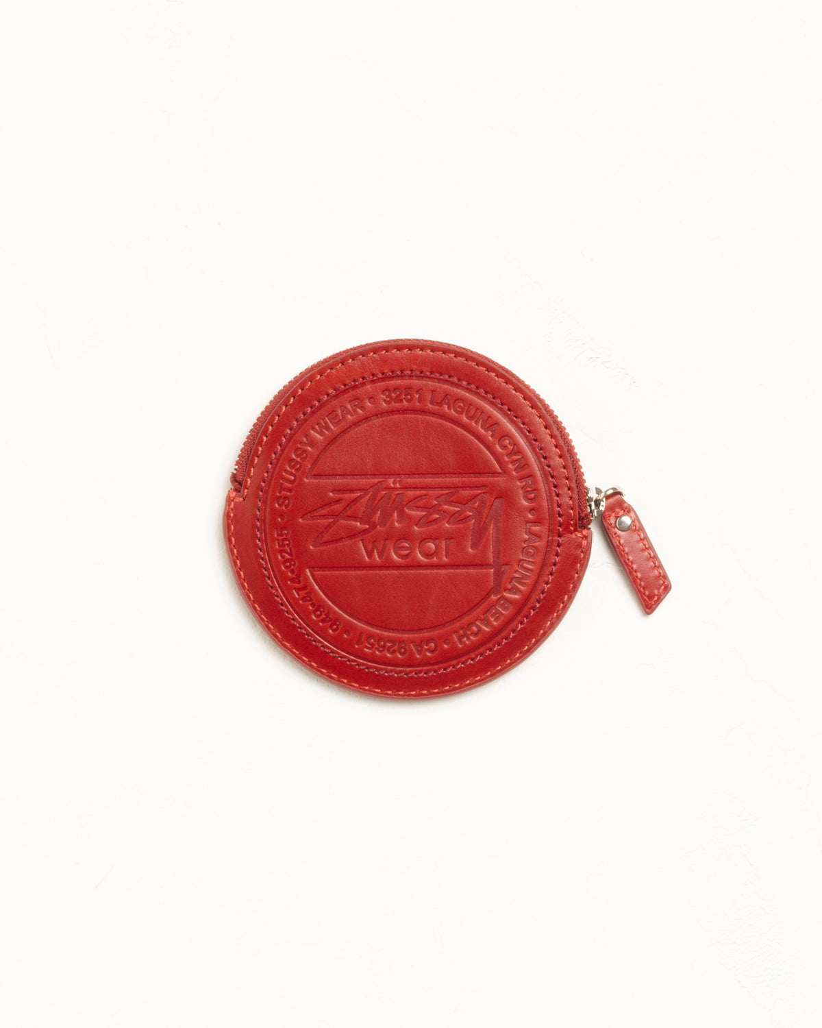 Surf Dot Leather Pouch – Fire Red | Accessories | Stüssy