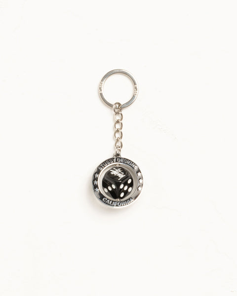 Spinning Dice Keychain Accessories In Silver