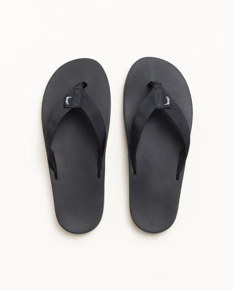 Rubber Flip-Flop Footwear in Black with wide straps and textured footbed