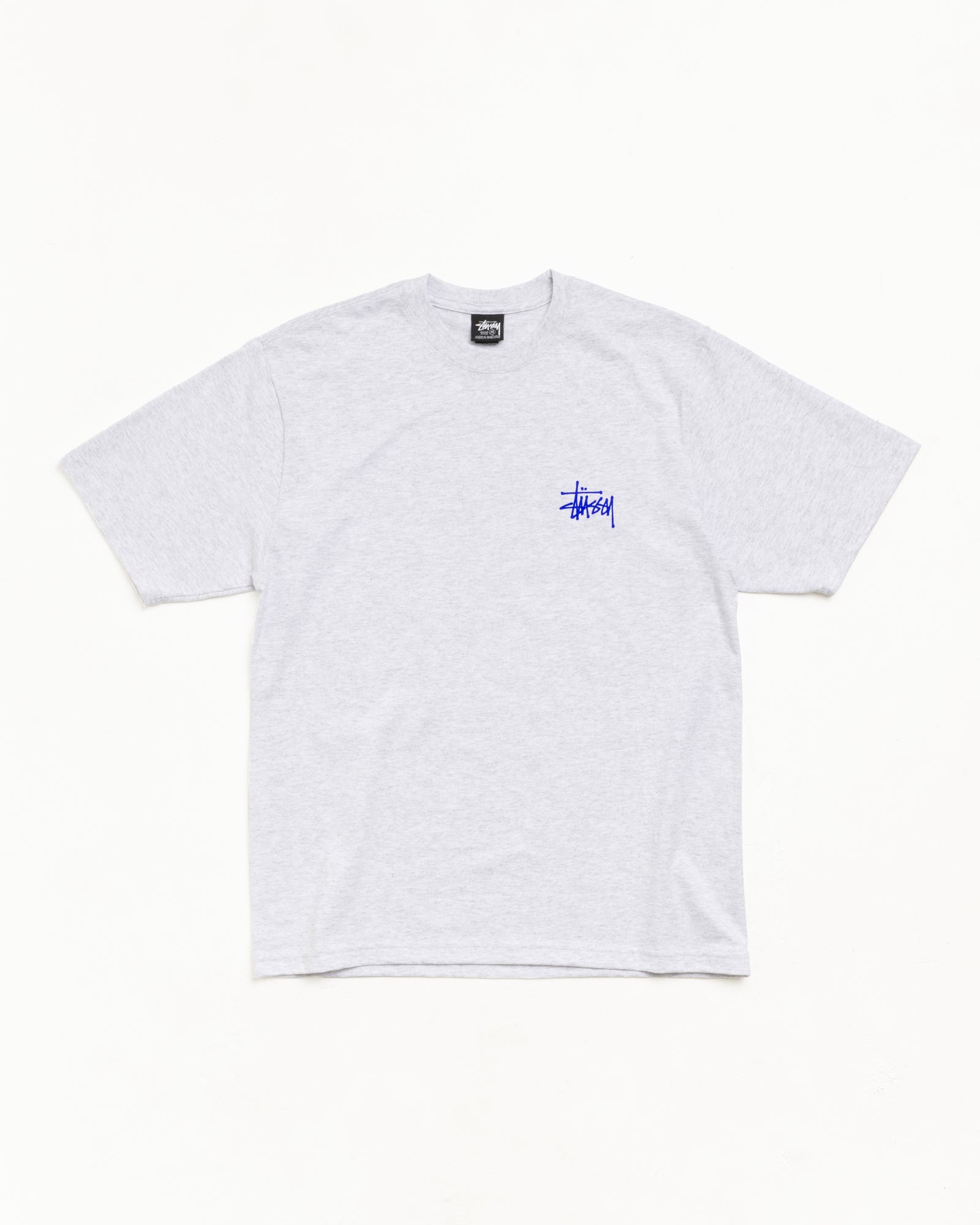 Basic Stussy Tee Unisex Short Sleeve In Ash Heather/blue