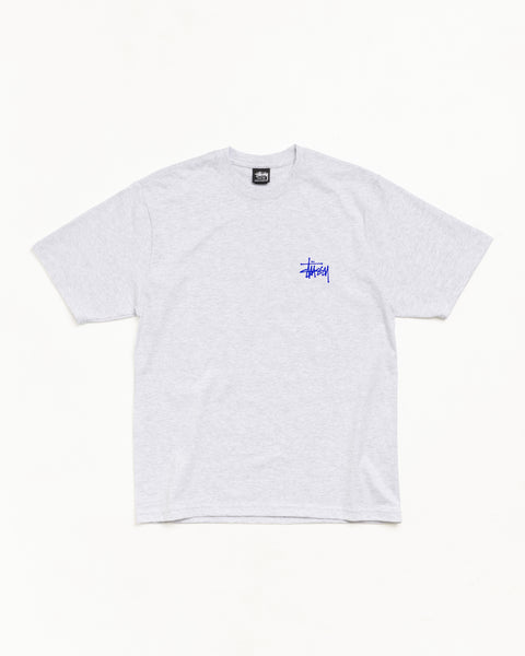 Basic Stussy Tee Unisex Short Sleeve In Ash Heather/blue