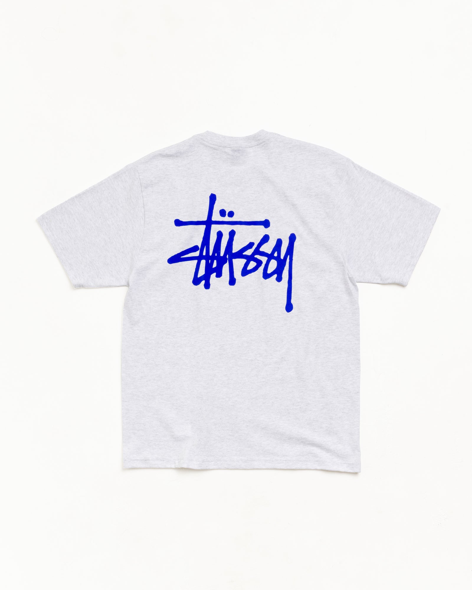 Basic Stussy Tee Unisex Short Sleeve In Ash Heather/blue