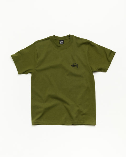 Basic Stüssy Tee Unisex Short Sleeve in Olive, cotton jersey