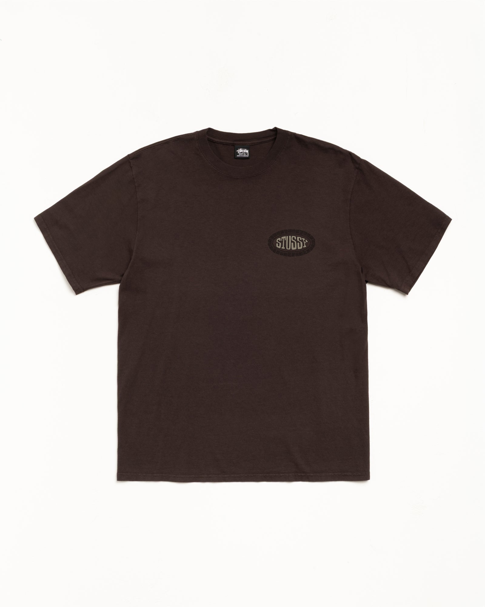 Tile Oval Pig. Dyed Tee Mens Short Sleeve In Brown