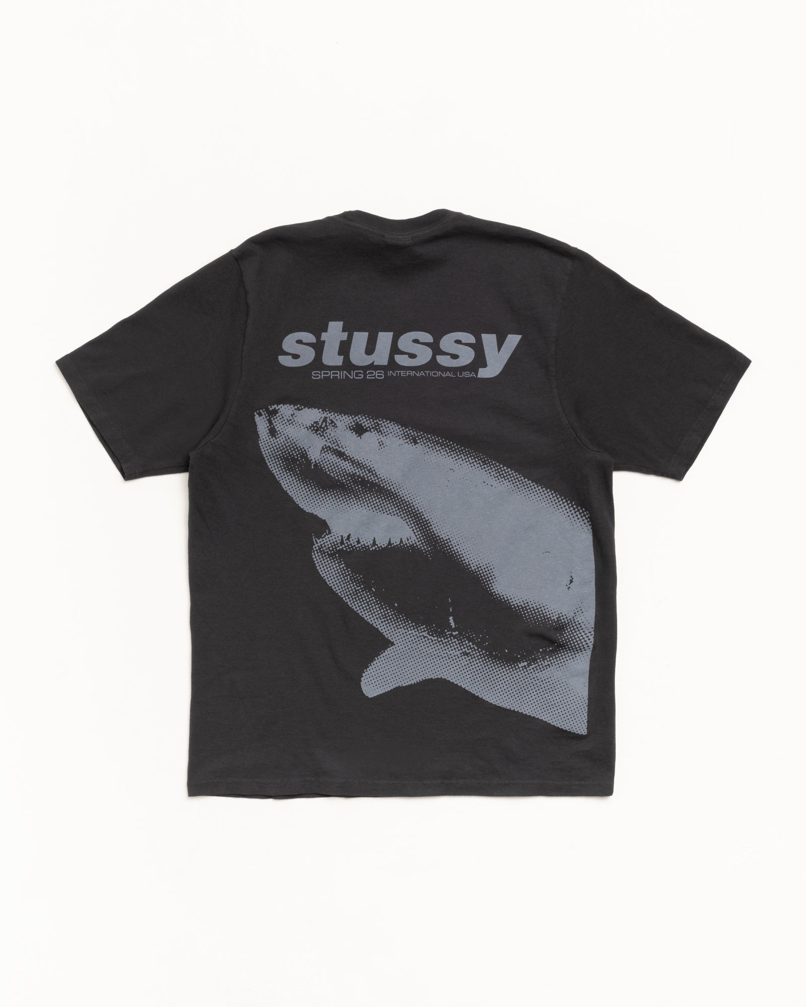 Shark Tee Pigment Dyed – Faded Black | Tees | Stüssy
