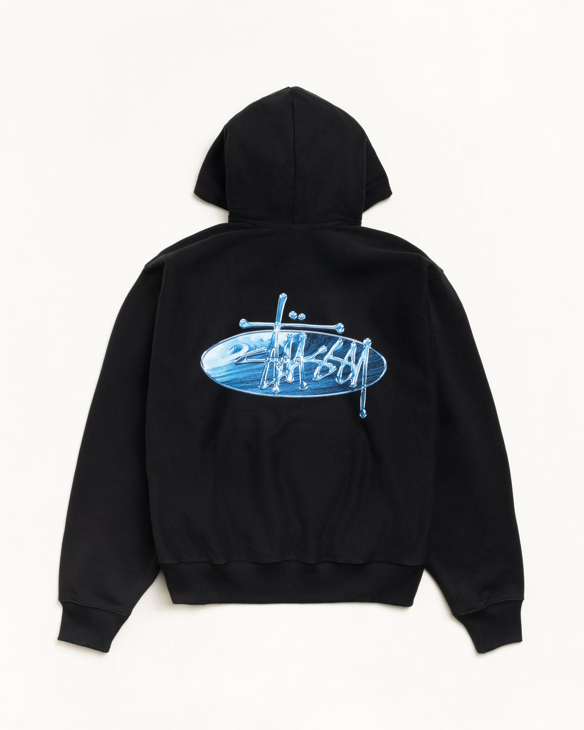 Wave Oval Hoodie – Black | Sweats | Stüssy