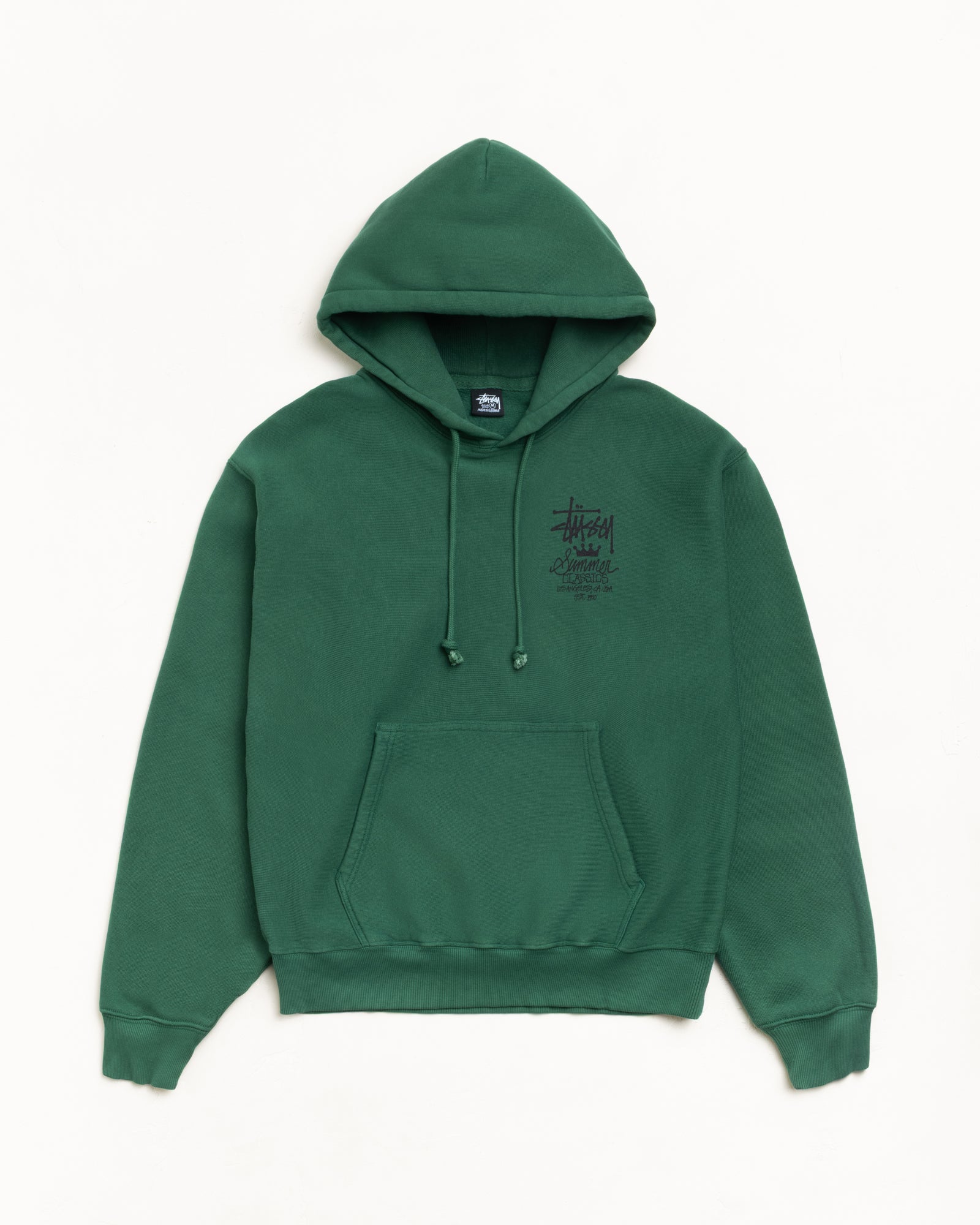 Summer Classics Hoodie Garment Dyed in Pine Green fleece
