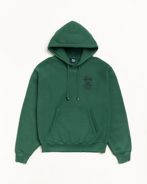 Summer Classics Hoodie Garment Dyed in Pine Green fleece