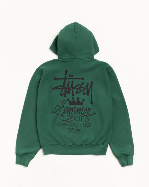 Summer Classics Hoodie Garment Dyed in Pine Green fleece