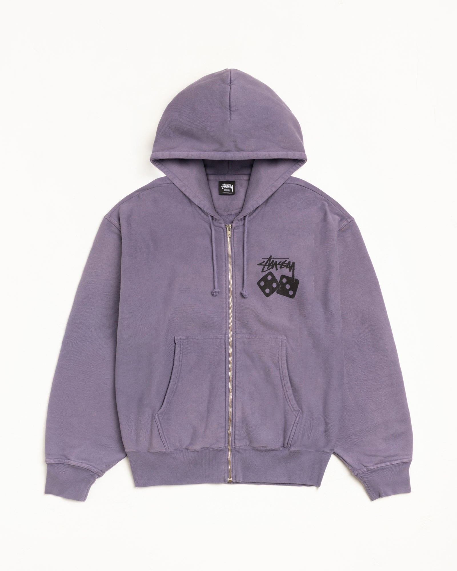 Dice Pig. Dyed Zip Hood Mens Long Sleeve In Grape