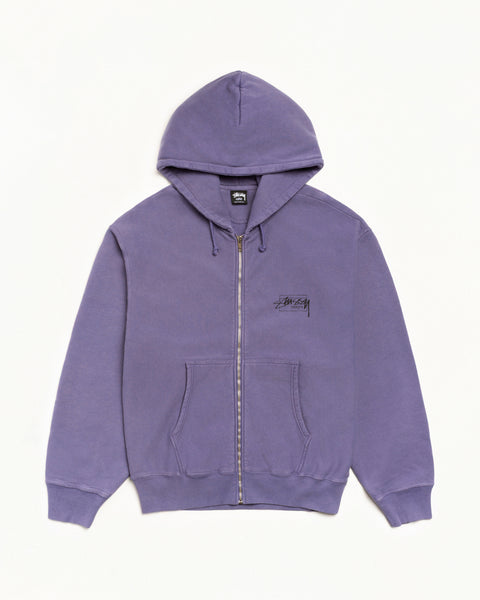 Modern Age Pig. Dyed Zip Hood Mens Long Sleeve In Grape