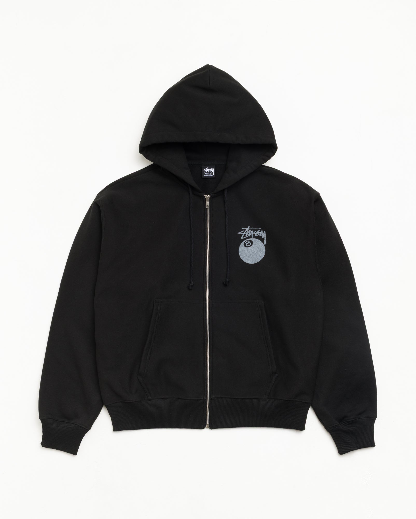 8 Ball Zip Hood Unisex Long Sleeve In Black