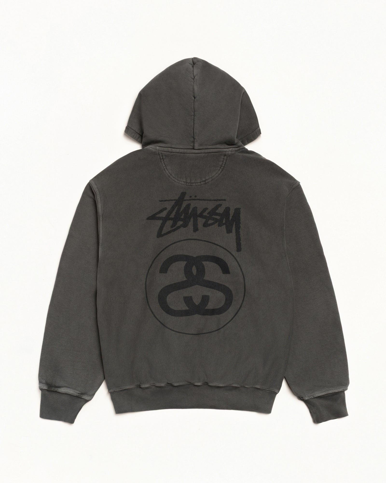 Stock Link Pig. Dyed Zip Hood Mens Long Sleeve In Black
