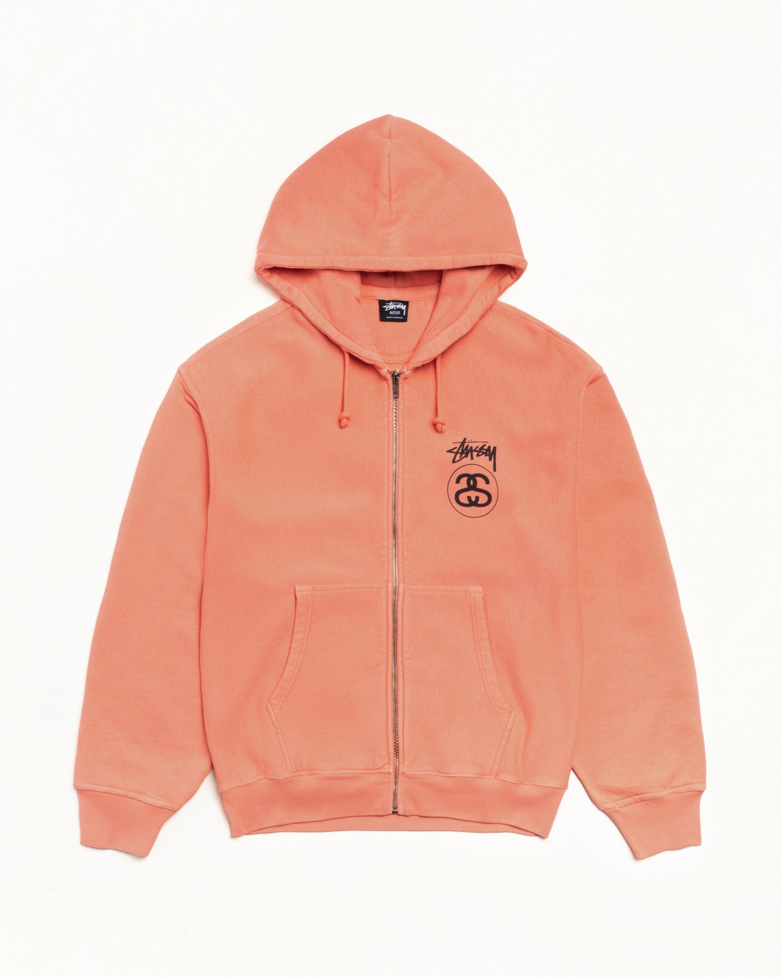 Stock Link Pig. Dyed Zip Hood Mens Long Sleeve In Sherbert