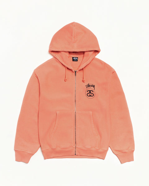 トップス STUSSY STOCK LOGO ZIP HOODIE Stussy Stock Logo Zip Hoodie Orange Men's - US