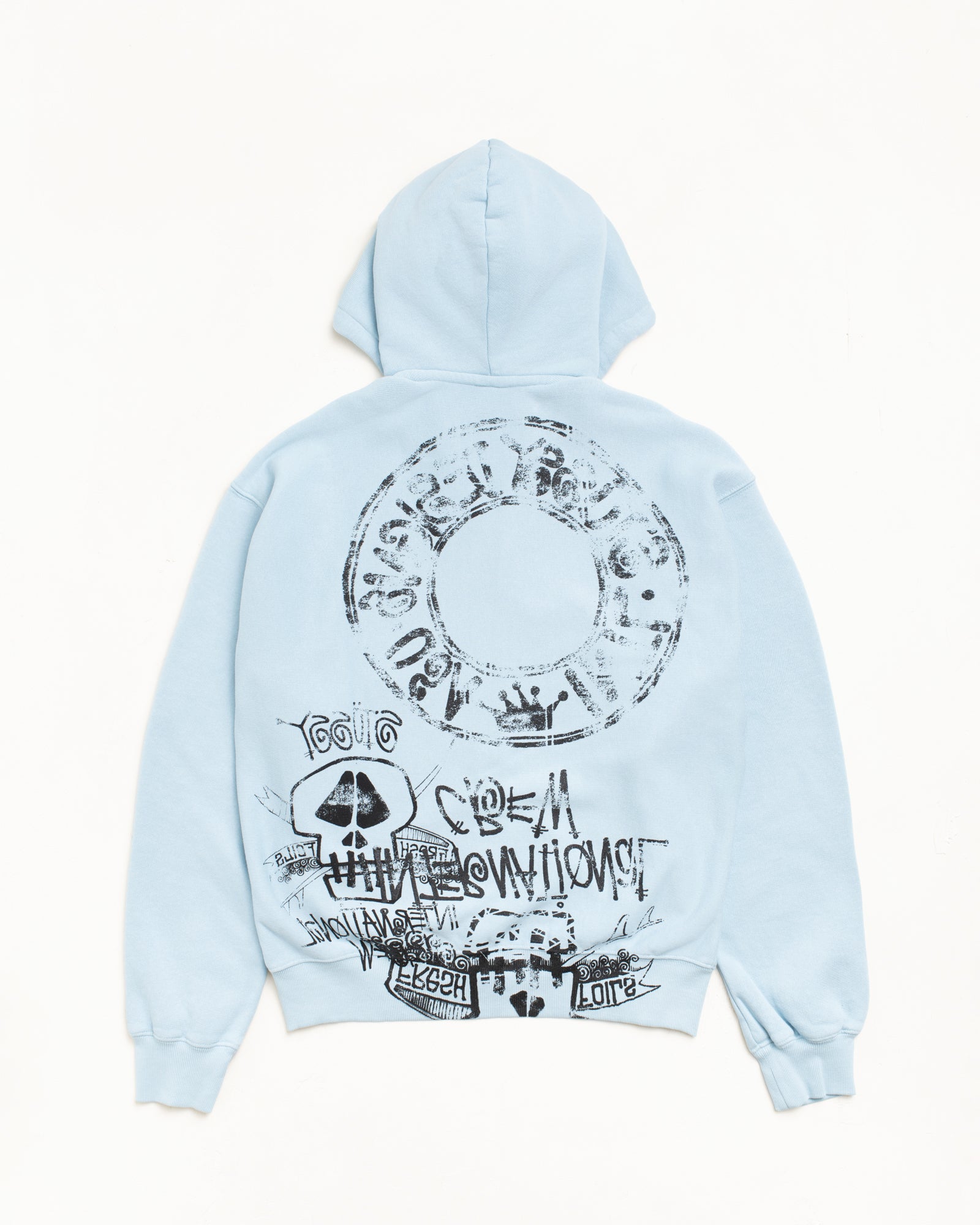 Skulls Gar. Dyed Zip Hood Mens Long Sleeve In Sky Blue