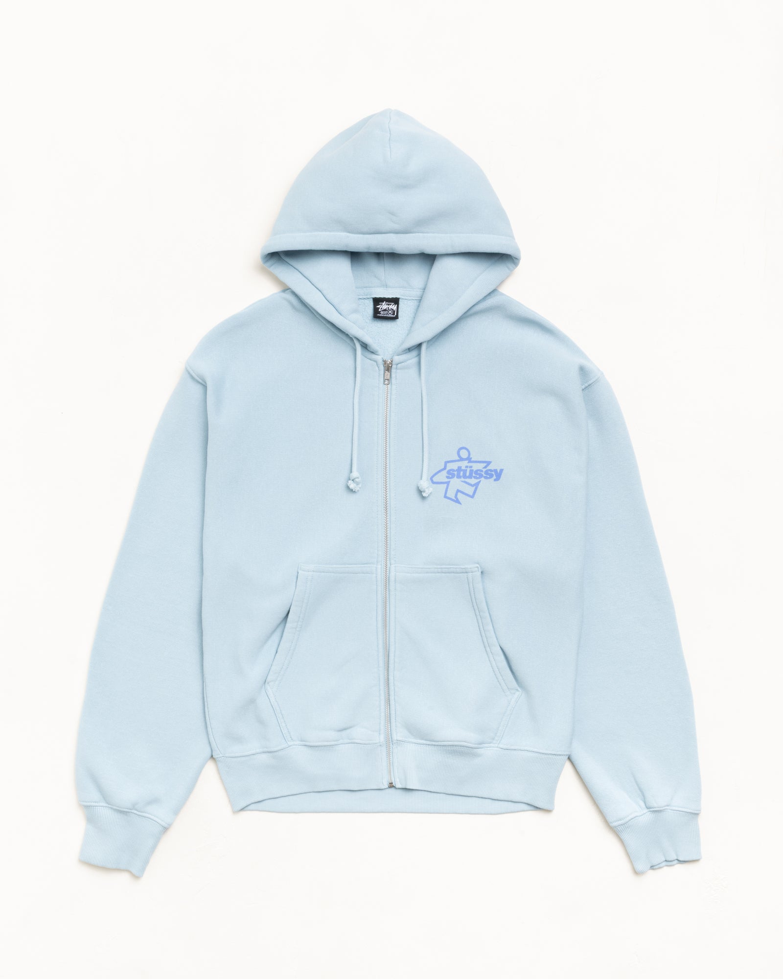 Surf Size Gar. Dyed Zip Hood Mens Long Sleeve In Sky Blue