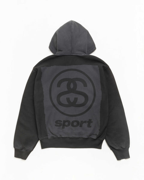 Link Sport Gar. Dyed Zip Hood Unisex Long Sleeve In Faded Black