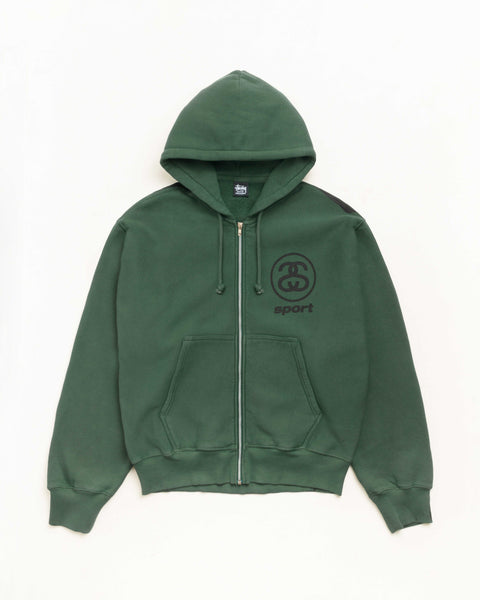 Link Sport Gar. Dyed Zip Hood Unisex Long Sleeve In Pine