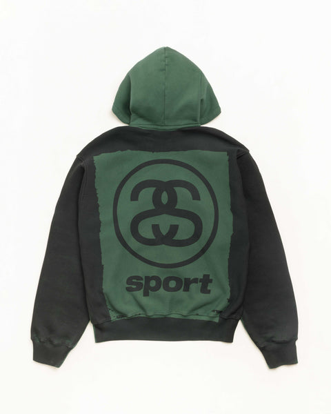 Link Sport Gar. Dyed Zip Hood Unisex Long Sleeve In Pine