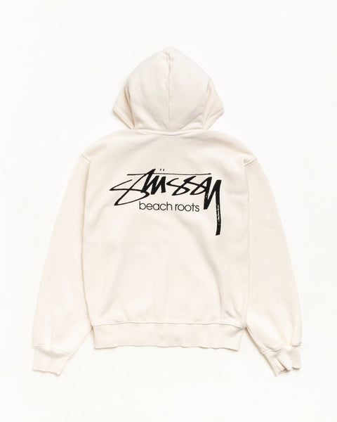 Beach Roots Gar. Dyed Zip Hood Unisex Long Sleeve In Bone