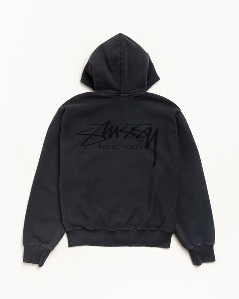Beach Roots Gar. Dyed Zip Hood Unisex Long Sleeve In Faded Black