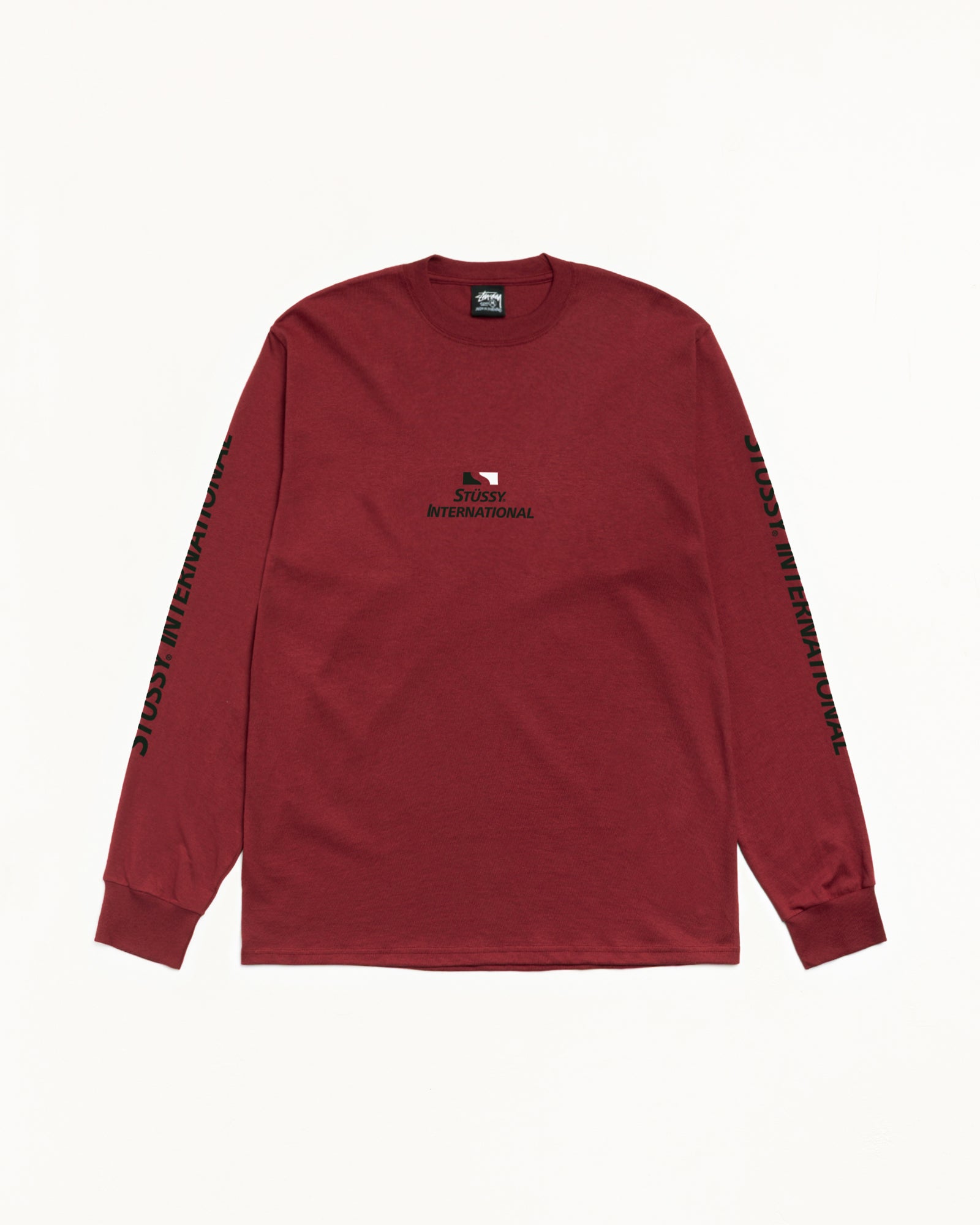 Stussy International Ls Tee Mens Long Sleeve In Wine