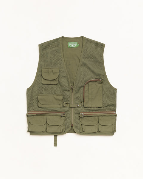 Stussy Tears Fishing Vest Unisex Sleeveless In Green