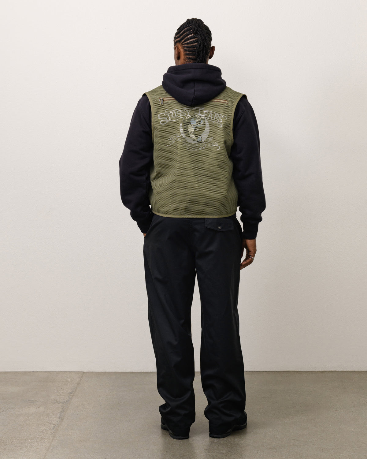 Stussy Tears Fishing Vest Unisex Sleeveless In Green