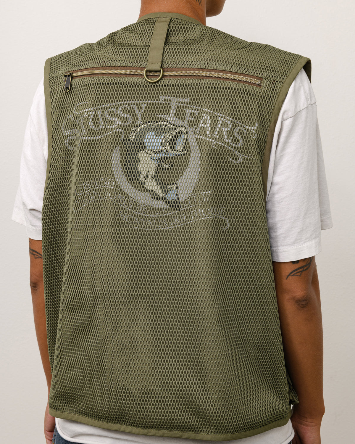 Stussy Tears Fishing Vest Unisex Sleeveless In Green
