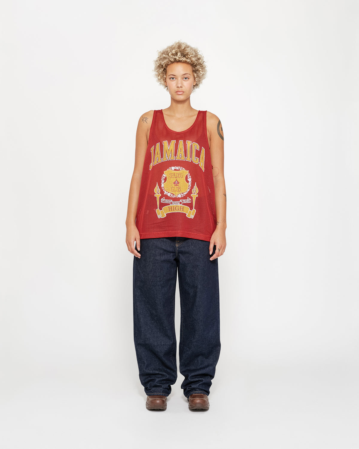 Stüssy & Denim Tears Mesh Tank in cardinal – Stüssy
